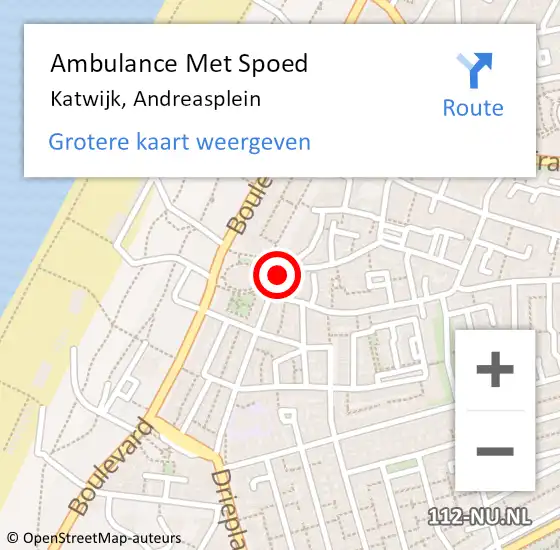 Locatie op kaart van de 112 melding: Ambulance Met Spoed Naar Katwijk, Andreasplein op 6 januari 2022 12:59