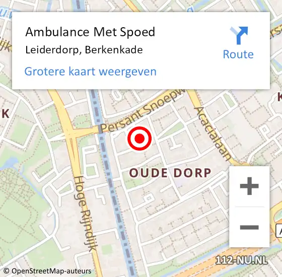 Locatie op kaart van de 112 melding: Ambulance Met Spoed Naar Leiderdorp, Berkenkade op 14 januari 2022 06:34