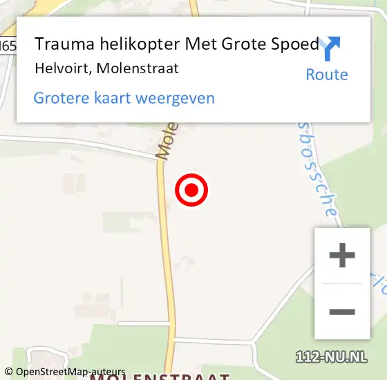 Locatie op kaart van de 112 melding: Trauma helikopter Met Grote Spoed Naar Helvoirt, Molenstraat op 22 januari 2022 21:45