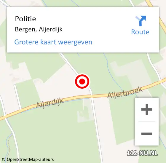 Locatie op kaart van de 112 melding: Politie Bergen, Aijerdijk op 23 januari 2022 01:49