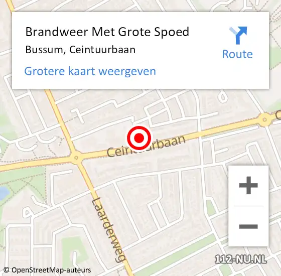 Locatie op kaart van de 112 melding: Brandweer Met Grote Spoed Naar Bussum, Ceintuurbaan op 23 januari 2022 10:00