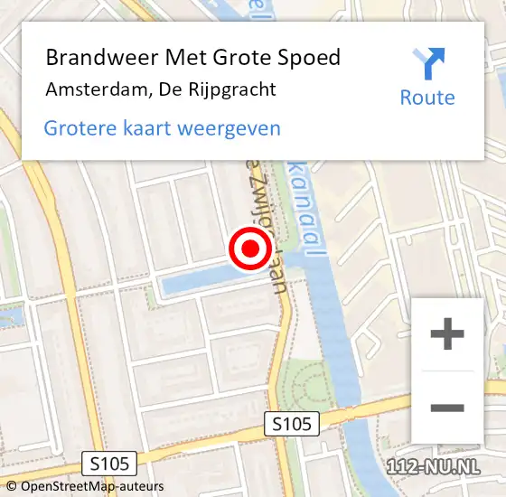 Locatie op kaart van de 112 melding: Brandweer Met Grote Spoed Naar Amsterdam, De Rijpgracht op 23 januari 2022 10:34