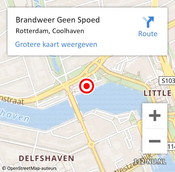 Locatie op kaart van de 112 melding: Brandweer Geen Spoed Naar Rotterdam, Coolhaven op 23 januari 2022 10:37