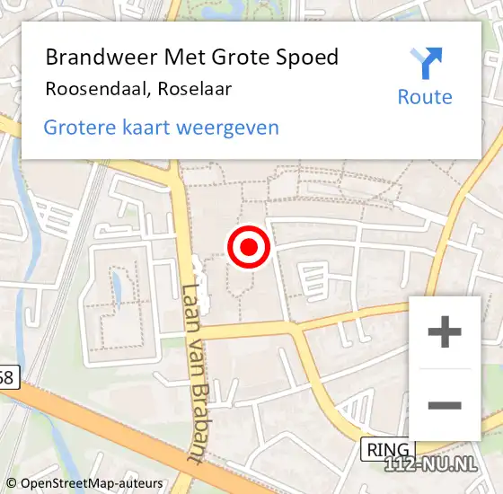 Locatie op kaart van de 112 melding: Brandweer Met Grote Spoed Naar Roosendaal, Roselaar op 23 januari 2022 10:50