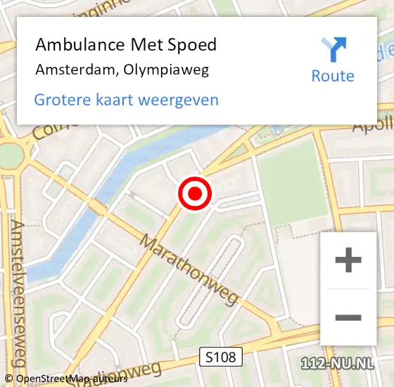 Locatie op kaart van de 112 melding: Ambulance Met Spoed Naar Amsterdam, Olympiaweg op 23 januari 2022 11:07