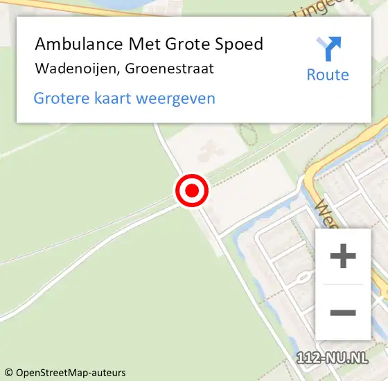 Locatie op kaart van de 112 melding: Ambulance Met Grote Spoed Naar Wadenoijen, Groenestraat op 23 januari 2022 11:09