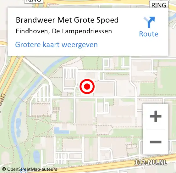 Locatie op kaart van de 112 melding: Brandweer Met Grote Spoed Naar Eindhoven, De Lampendriessen op 25 januari 2022 09:08