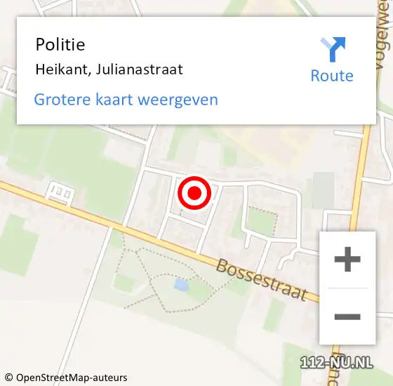 Locatie op kaart van de 112 melding: Politie Heikant, Julianastraat op 30 januari 2022 11:28