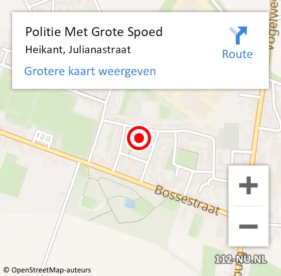 Locatie op kaart van de 112 melding: Politie Met Grote Spoed Naar Heikant, Julianastraat op 30 januari 2022 11:31
