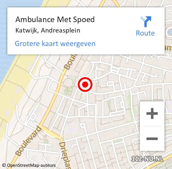 Locatie op kaart van de 112 melding: Ambulance Met Spoed Naar Katwijk, Andreasplein op 5 februari 2022 15:39