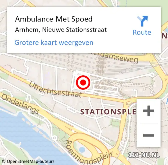 Locatie op kaart van de 112 melding: Ambulance Met Spoed Naar Arnhem, Nieuwe Stationsstraat op 10 februari 2022 09:32