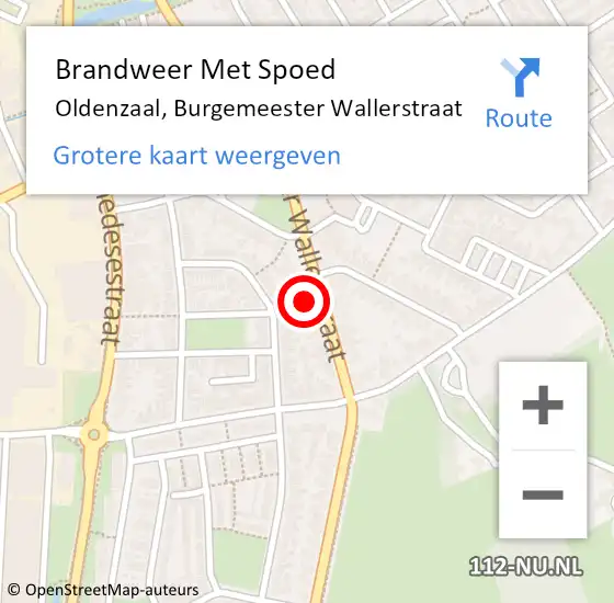 Locatie op kaart van de 112 melding: Brandweer Met Spoed Naar Oldenzaal, Burgemeester Wallerstraat op 19 februari 2022 14:53