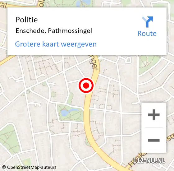 Locatie op kaart van de 112 melding: Politie Enschede, Pathmossingel op 27 februari 2022 13:24