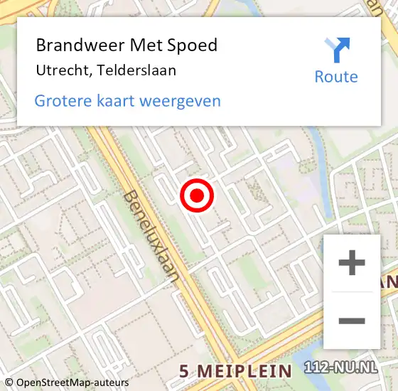 Locatie op kaart van de 112 melding: Brandweer Met Spoed Naar Utrecht, Telderslaan op 18 maart 2022 00:26