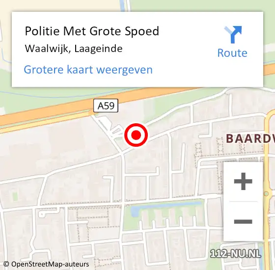 Locatie op kaart van de 112 melding: Politie Met Grote Spoed Naar Waalwijk, Laageinde op 24 maart 2022 16:00