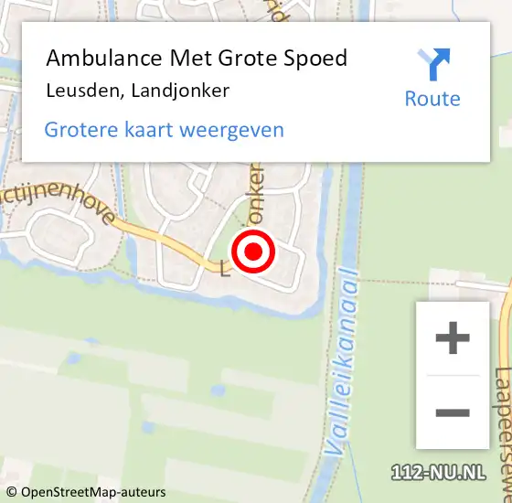 Locatie op kaart van de 112 melding: Ambulance Met Grote Spoed Naar Leusden, Landjonker op 26 maart 2022 11:38