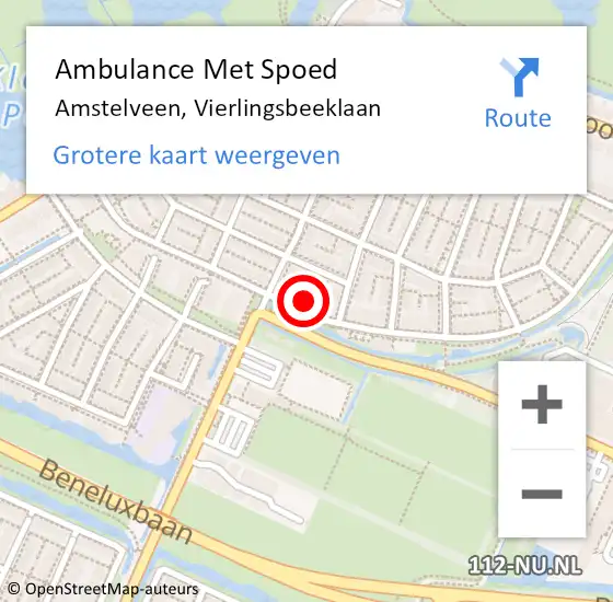 Locatie op kaart van de 112 melding: Ambulance Met Spoed Naar Amstelveen, Vierlingsbeeklaan op 27 maart 2022 15:55