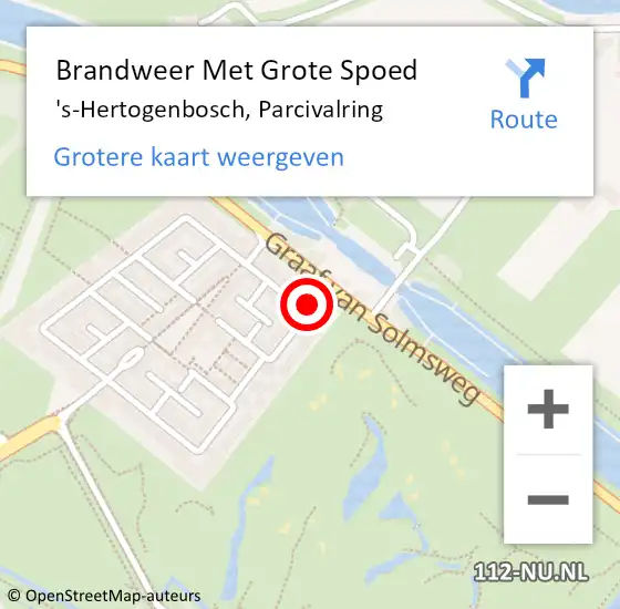 Locatie op kaart van de 112 melding: Brandweer Met Grote Spoed Naar 's-Hertogenbosch, Parcivalring op 27 maart 2022 16:30