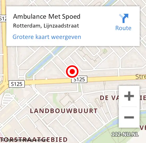 Locatie op kaart van de 112 melding: Ambulance Met Spoed Naar Rotterdam, Lijnzaadstraat op 27 maart 2022 17:49