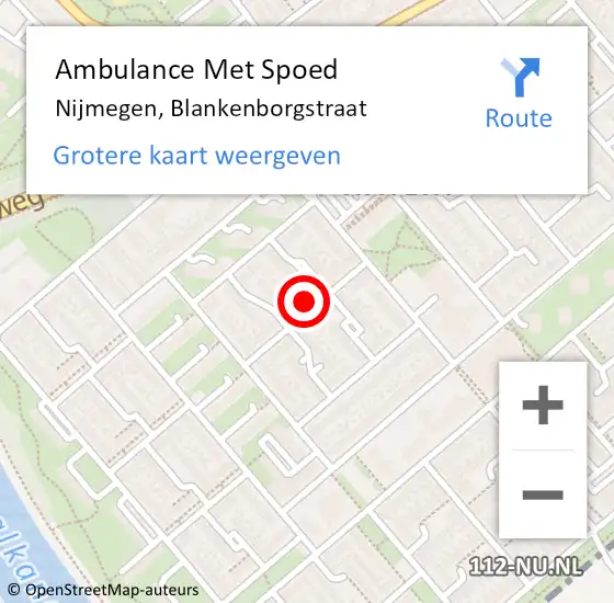 Locatie op kaart van de 112 melding: Ambulance Met Spoed Naar Nijmegen, Blankenborgstraat op 31 maart 2022 08:56