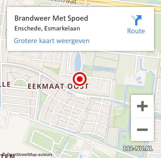 Locatie op kaart van de 112 melding: Brandweer Met Spoed Naar Enschede, Esmarkelaan op 13 april 2022 12:36