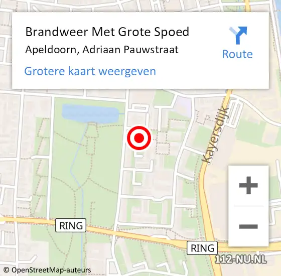 Locatie op kaart van de 112 melding: Brandweer Met Grote Spoed Naar Apeldoorn, Adriaan Pauwstraat op 5 mei 2022 01:40