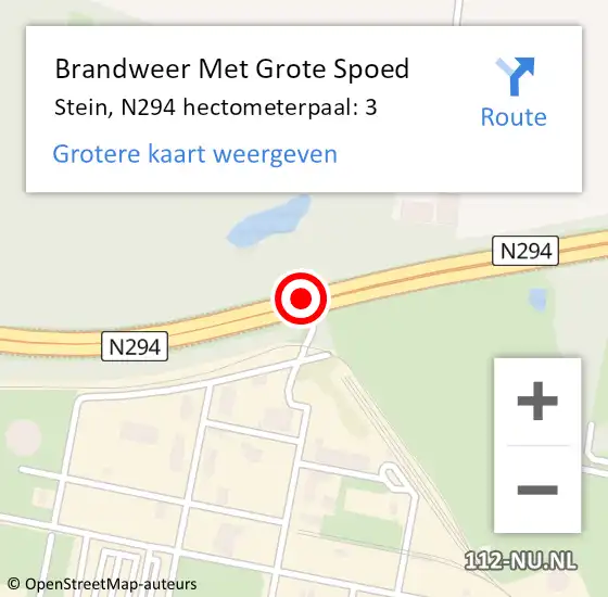 Locatie op kaart van de 112 melding: Brandweer Met Grote Spoed Naar Stein, N294 hectometerpaal: 3 op 9 mei 2022 17:25