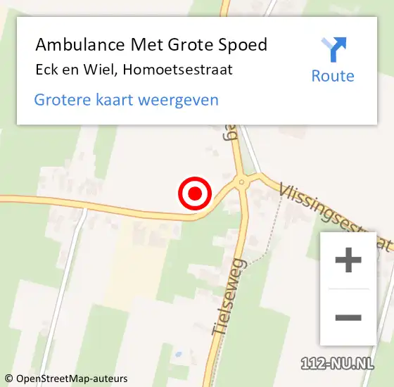 Locatie op kaart van de 112 melding: Ambulance Met Grote Spoed Naar Eck en Wiel, Homoetsestraat op 12 mei 2022 07:33