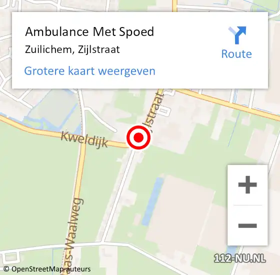 Locatie op kaart van de 112 melding: Ambulance Met Spoed Naar Zuilichem, Zijlstraat op 22 mei 2022 01:44