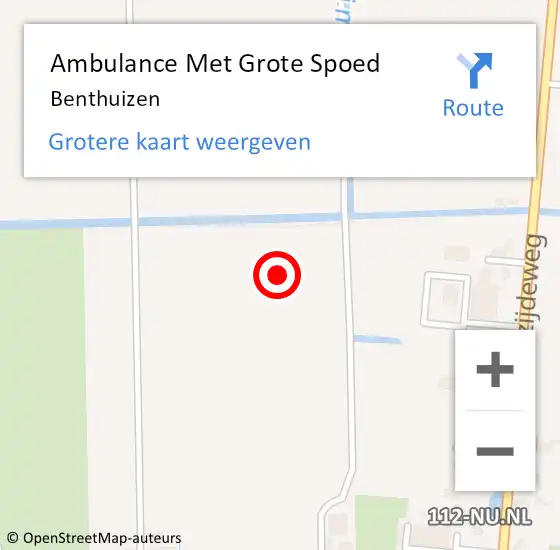 Locatie op kaart van de 112 melding: Ambulance Met Grote Spoed Naar Benthuizen op 22 mei 2022 16:57