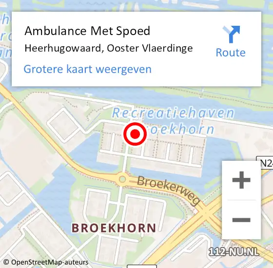 Locatie op kaart van de 112 melding: Ambulance Met Spoed Naar Heerhugowaard, Ooster Vlaerdinge op 23 mei 2022 02:06