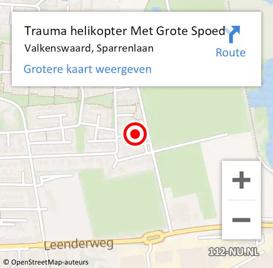 Locatie op kaart van de 112 melding: Trauma helikopter Met Grote Spoed Naar Valkenswaard, Sparrenlaan op 23 mei 2022 13:27