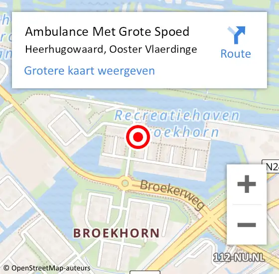 Locatie op kaart van de 112 melding: Ambulance Met Grote Spoed Naar Heerhugowaard, Ooster Vlaerdinge op 30 mei 2022 21:53