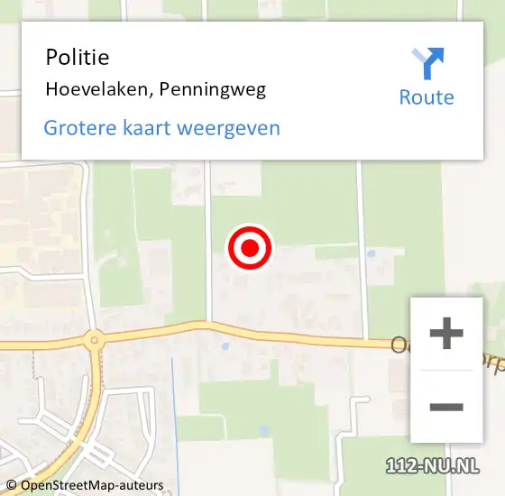 Locatie op kaart van de 112 melding: Politie Hoevelaken, Penningweg op 4 juni 2022 23:58