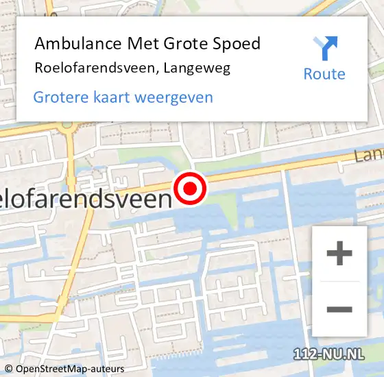 Locatie op kaart van de 112 melding: Ambulance Met Grote Spoed Naar Roelofarendsveen, Langeweg op 5 juni 2022 00:43