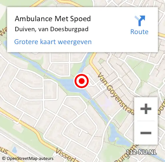 Locatie op kaart van de 112 melding: Ambulance Met Spoed Naar Duiven, van Doesburgpad op 18 juni 2022 16:33