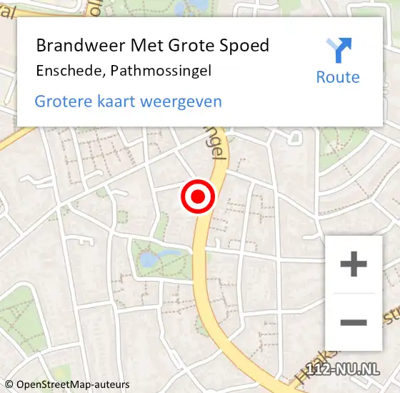Locatie op kaart van de 112 melding: Brandweer Met Grote Spoed Naar Enschede, Pathmossingel op 22 juni 2022 15:59