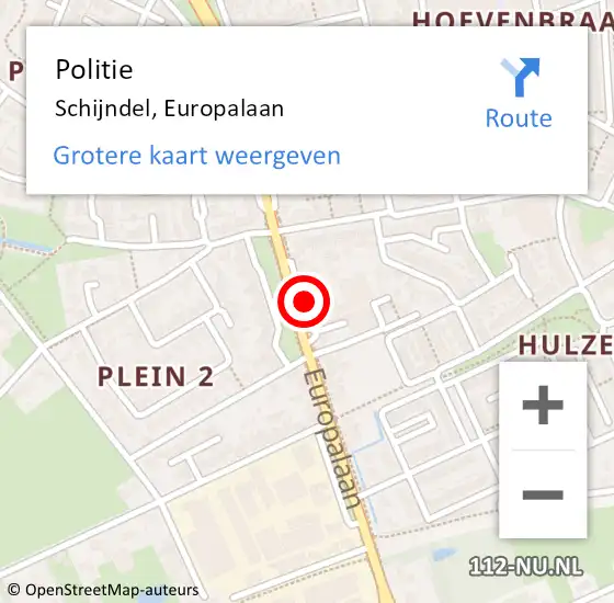 Locatie op kaart van de 112 melding: Politie Schijndel, Europalaan op 29 juni 2022 15:22