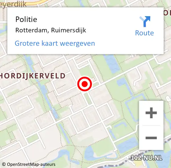 Locatie op kaart van de 112 melding: Politie Rotterdam, Ruimersdijk op 29 juni 2022 15:24