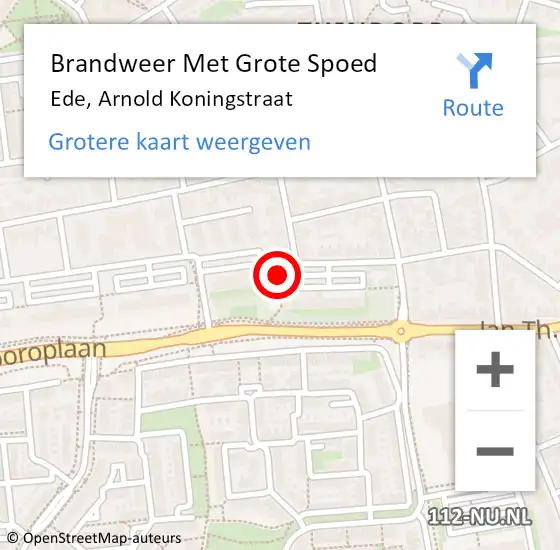 Locatie op kaart van de 112 melding: Brandweer Met Grote Spoed Naar Ede, Arnold Koningstraat op 29 juni 2022 15:47