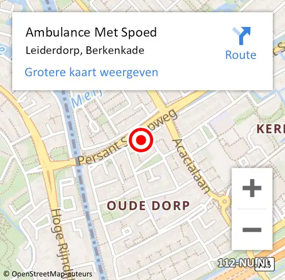 Locatie op kaart van de 112 melding: Ambulance Met Spoed Naar Leiderdorp, Berkenkade op 29 juni 2022 15:55