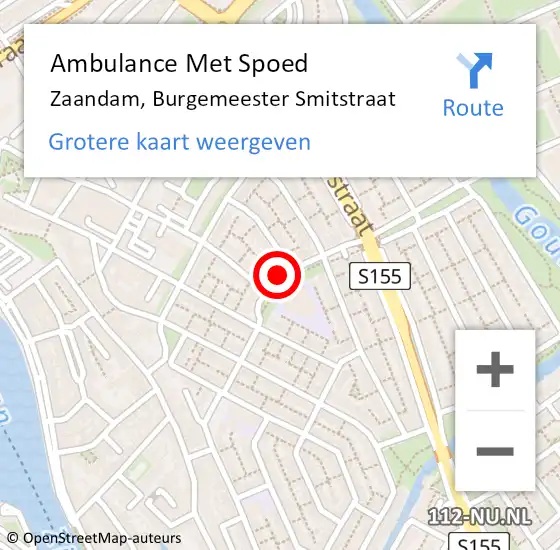 Locatie op kaart van de 112 melding: Ambulance Met Spoed Naar Zaandam, Burgemeester Smitstraat op 29 juni 2022 15:55