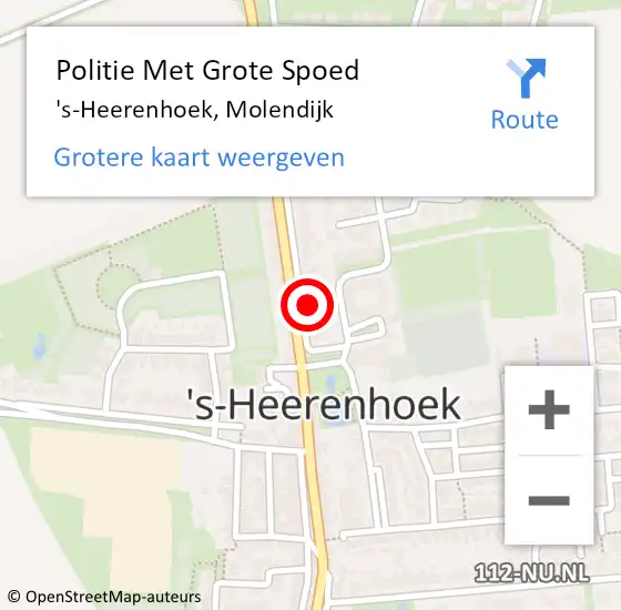 Locatie op kaart van de 112 melding: Politie Met Grote Spoed Naar 's-Heerenhoek, Molendijk op 29 juni 2022 15:58