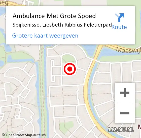 Locatie op kaart van de 112 melding: Ambulance Met Grote Spoed Naar Spijkenisse, Liesbeth Ribbius Peletierpad op 30 juni 2022 13:02