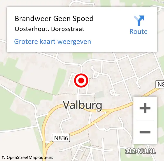 Locatie op kaart van de 112 melding: Brandweer Geen Spoed Naar Oosterhout, Dorpsstraat op 2 juli 2022 18:05