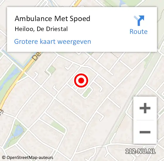 Locatie op kaart van de 112 melding: Ambulance Met Spoed Naar Heiloo, De Driestal op 12 juli 2022 12:19