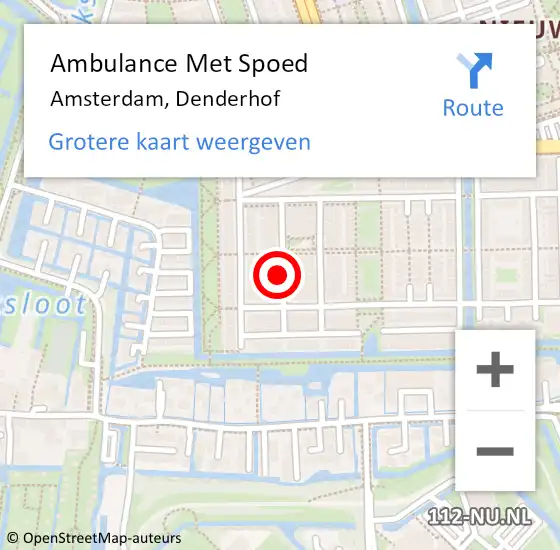 Locatie op kaart van de 112 melding: Ambulance Met Spoed Naar Amsterdam, Denderhof op 19 juli 2022 14:31