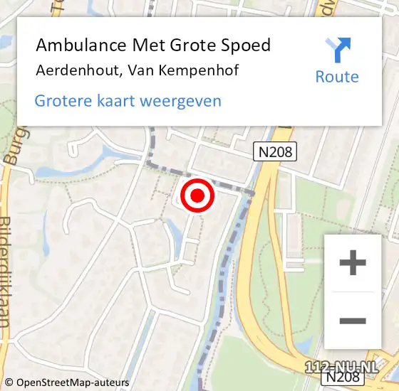 Locatie op kaart van de 112 melding: Ambulance Met Grote Spoed Naar Aerdenhout, Van Kempenhof op 20 juli 2022 05:56