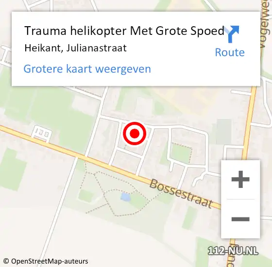 Locatie op kaart van de 112 melding: Trauma helikopter Met Grote Spoed Naar Heikant, Julianastraat op 27 juli 2022 18:02
