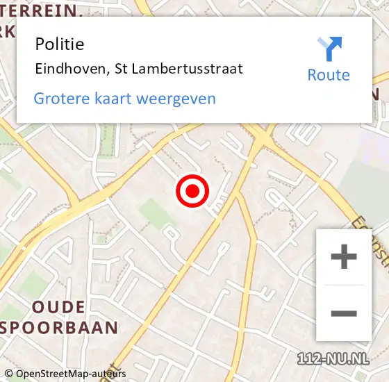 Locatie op kaart van de 112 melding: Politie Eindhoven, St Lambertusstraat op 30 juli 2022 04:28